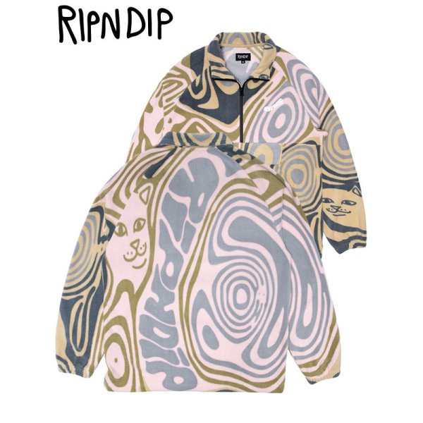 画像1: 【ラストXLのみ】RIPNDIP (リップンディップ) “HYPNOTIC BRUSHED FLEECE HALF ZIP” (1)