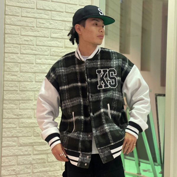 画像12: 【ラストLのみ】KINGSIZE(キングサイズ)“CHECK STADIUM JACKET” (12)
