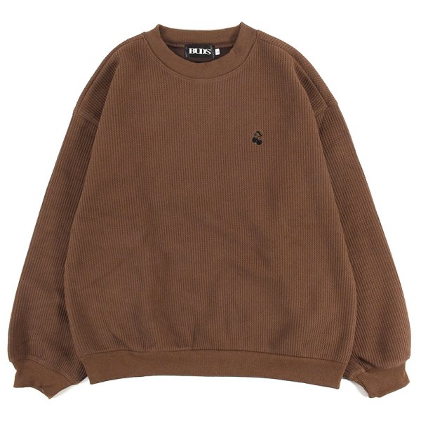 画像1: 【ラストLのみ】BUDS（バッズ）“WAFFLE HUTON CREW NECK” (1)