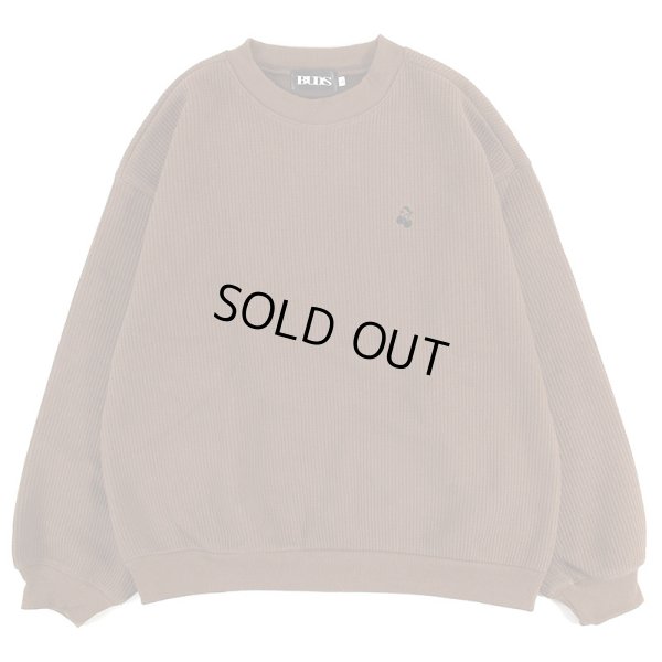 画像1: 【ラストLのみ】BUDS（バッズ）“WAFFLE HUTON CREW NECK” (1)