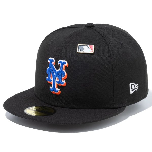 画像1: 【ラスト7 5/8 (60.6cm)のみ】NEWERA（ニューエラ）“59FIFTY MLB Pins ニューヨーク・メッツ ブラック” (1)