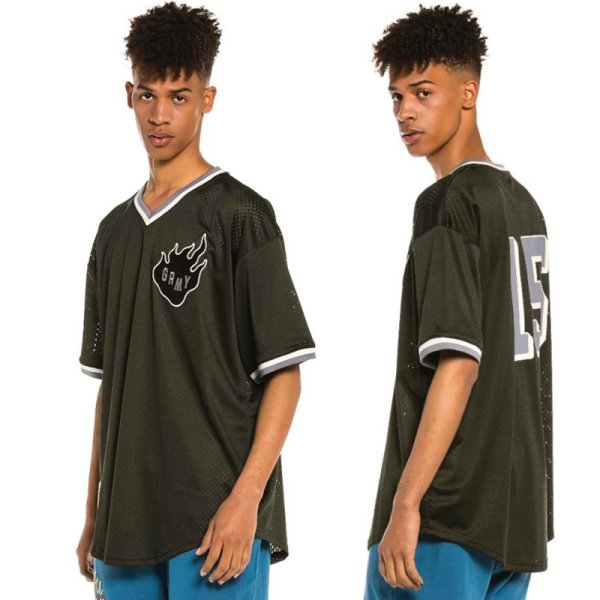 画像1: 【ラストLのみ】GRIMEY / GRMY (グライミー) “TRESPASS V NECK MESH TEE” (1)