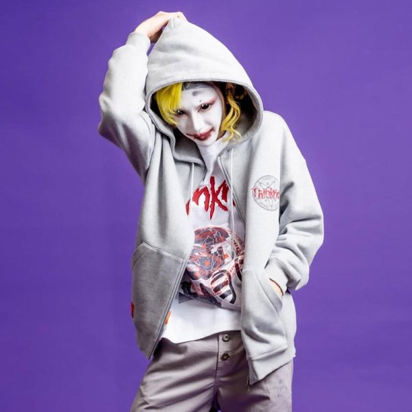 画像13: 【ラストLのみ】THINK[真紅] (シンク) “ThinKnoT ジップ フーディ” (13)