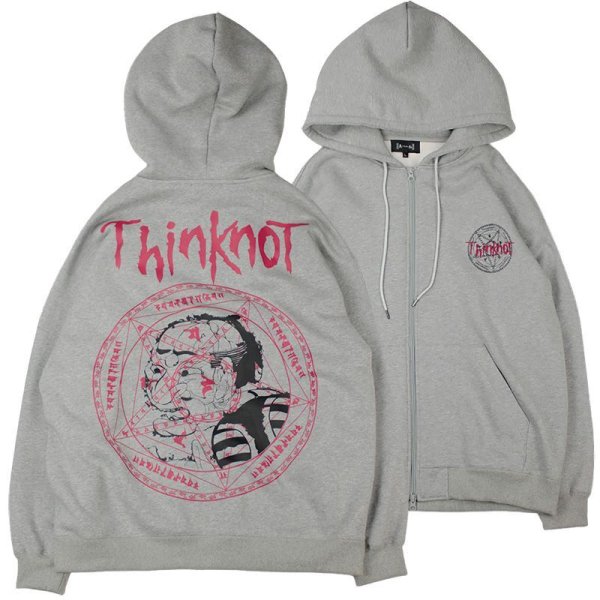 画像1: 【ラストLのみ】THINK[真紅] (シンク) “ThinKnoT ジップ フーディ” (1)