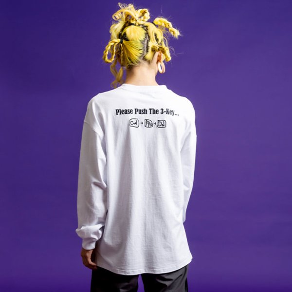 画像12: 【ラストXLのみ】THINK[真紅] (シンク) “強制終了 ロングスリーブ Tee” (12)