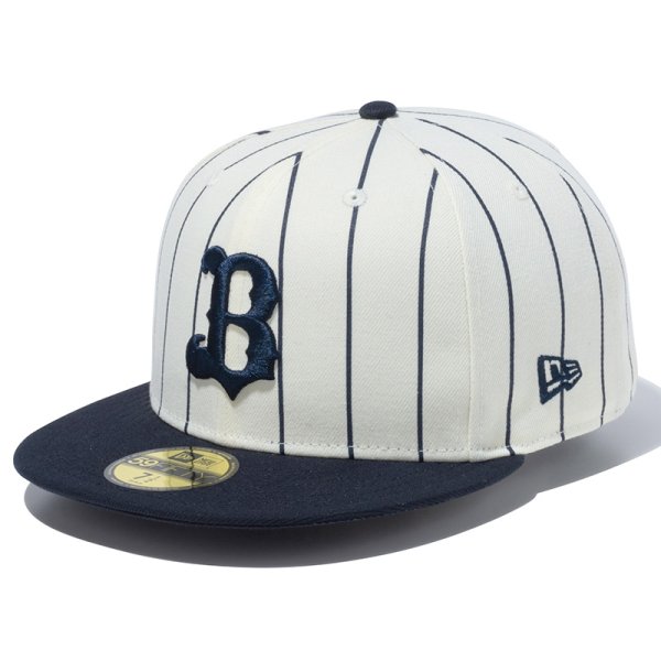 画像2: NEWERA（ニューエラ）“59FIFTY Pinstripe ピンストライプ オリックス・バファローズ クローム ネイビーバイザー” (2)