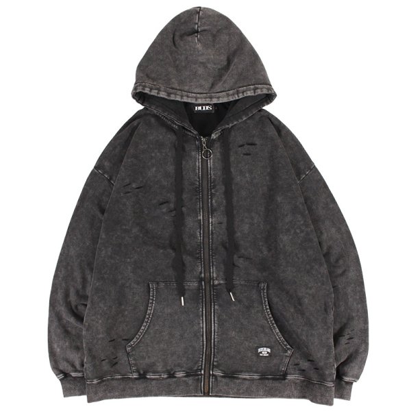 画像2: 【ラストXLのみ】BUDS(バッズ)“DNC CHEMICAL DAMAGE ZIP HOODIE” (2)