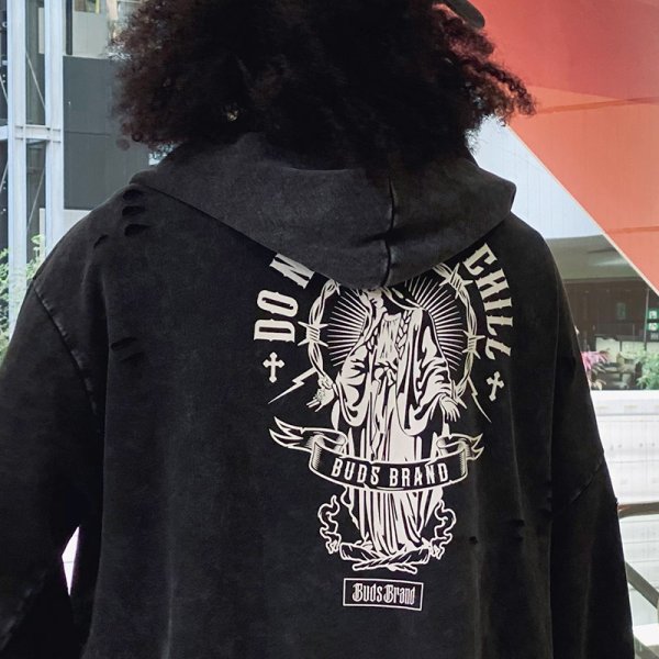 画像17: 【ラストXLのみ】BUDS(バッズ)“DNC CHEMICAL DAMAGE ZIP HOODIE” (17)