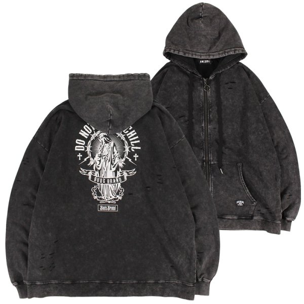 画像1: 【ラストXLのみ】BUDS（バッズ）“DNC CHEMICAL DAMAGE ZIP HOODIE” (1)
