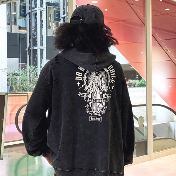 画像16: 【ラストXLのみ】BUDS(バッズ)“DNC CHEMICAL DAMAGE ZIP HOODIE” (16)