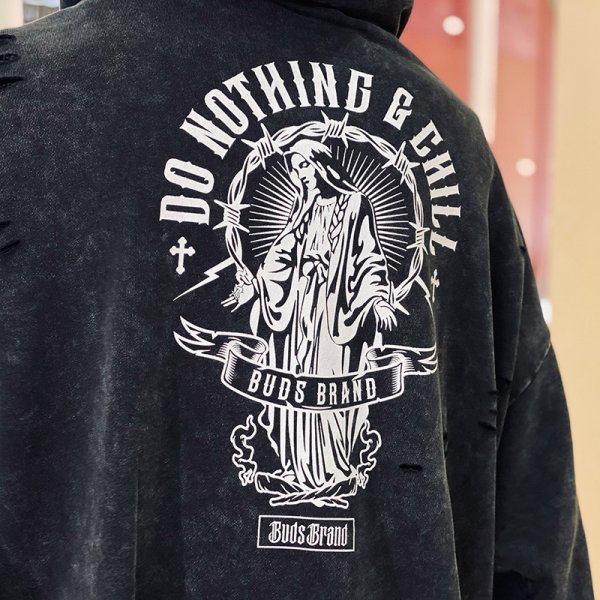 画像18: 【ラストXLのみ】BUDS(バッズ)“DNC CHEMICAL DAMAGE ZIP HOODIE” (18)