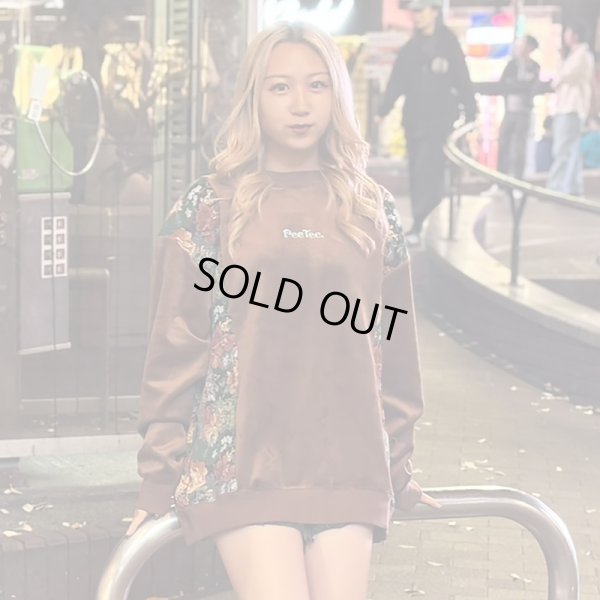 画像12: 【ラストXLのみ】PeeTee. (ピーティー) “VELOR FLOWER CREW NECK” (12)