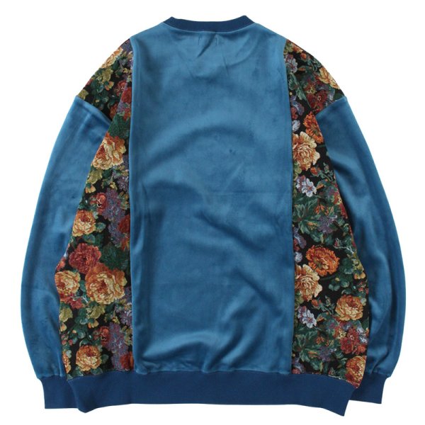 画像2: 【ラストLのみ】PeeTee. (ピーティー) “VELOR FLOWER CREW NECK” (2)