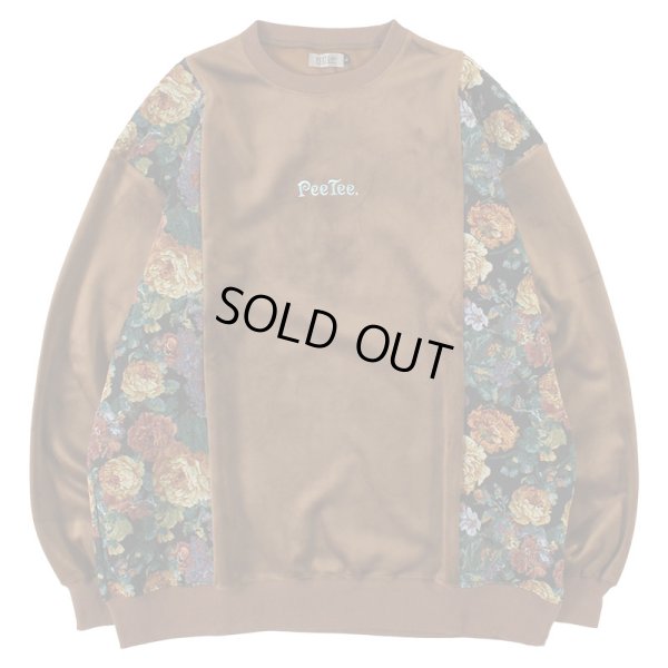 画像1: 【ラストXLのみ】PeeTee. (ピーティー) “VELOR FLOWER CREW NECK” (1)