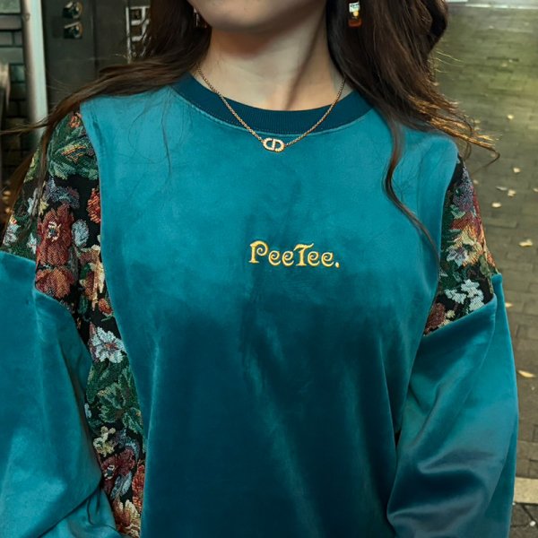 画像13: 【ラストLのみ】PeeTee. (ピーティー) “VELOR FLOWER CREW NECK” (13)