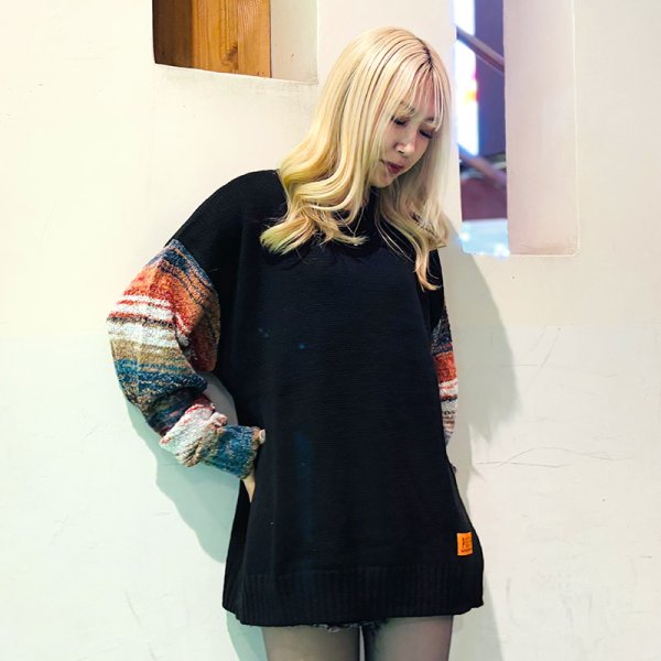 画像8: 【ラストLのみ】PeeTee. (ピーティー) “GRADATION SLEEVE CREW KNIT” (8)