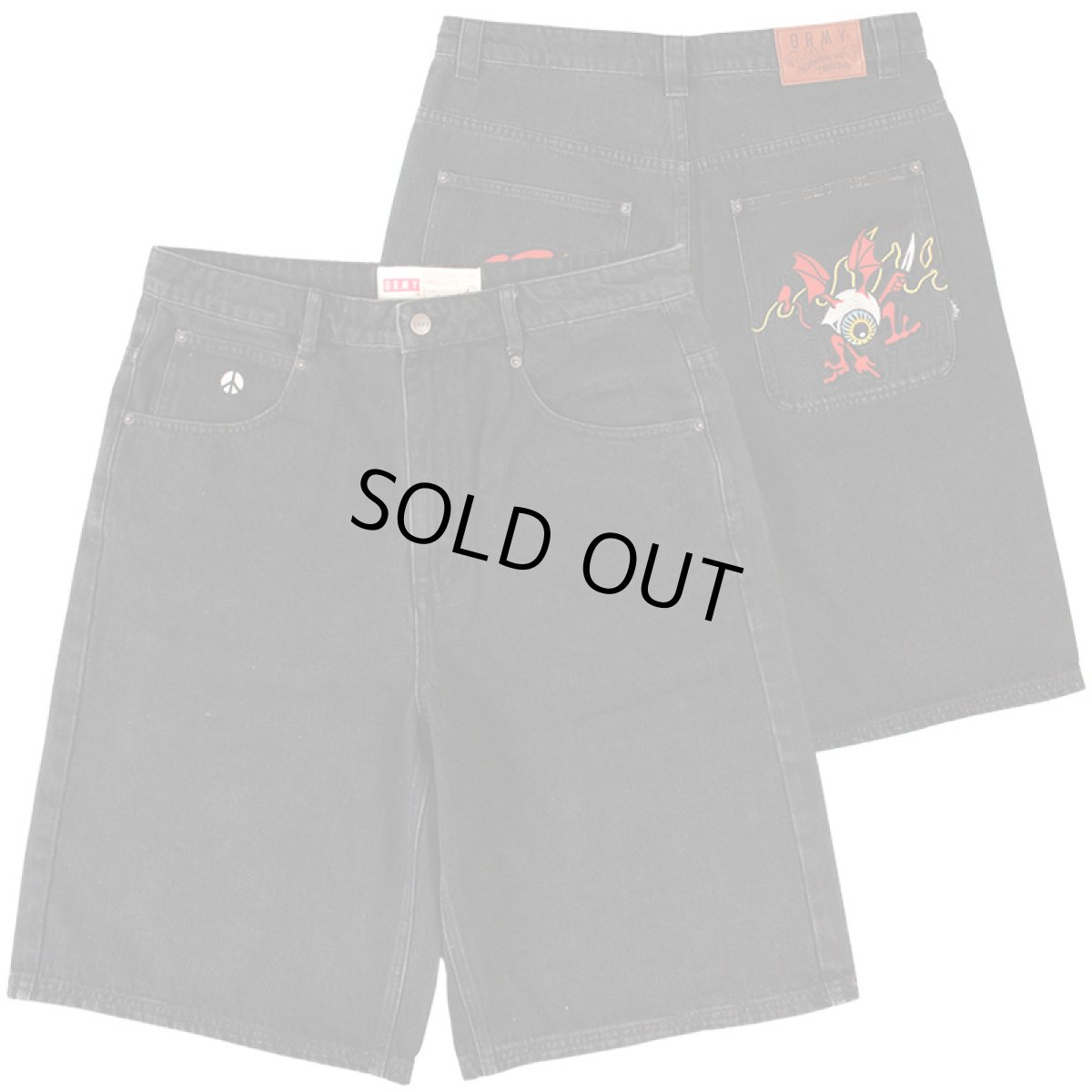 画像2: GRIMEY / GRMY (グライミー) “PEACE WITHIN THE WATCHING EYEZ BAGGY DENIM SHORTS” (2)