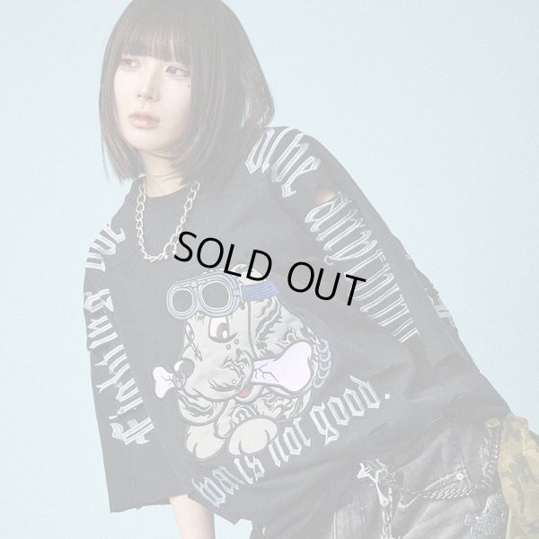 画像1: 【ラスト中型犬（L）のみ】GALFY(ガルフィー) “病みに染まりし反戦Tシャツ” (1)