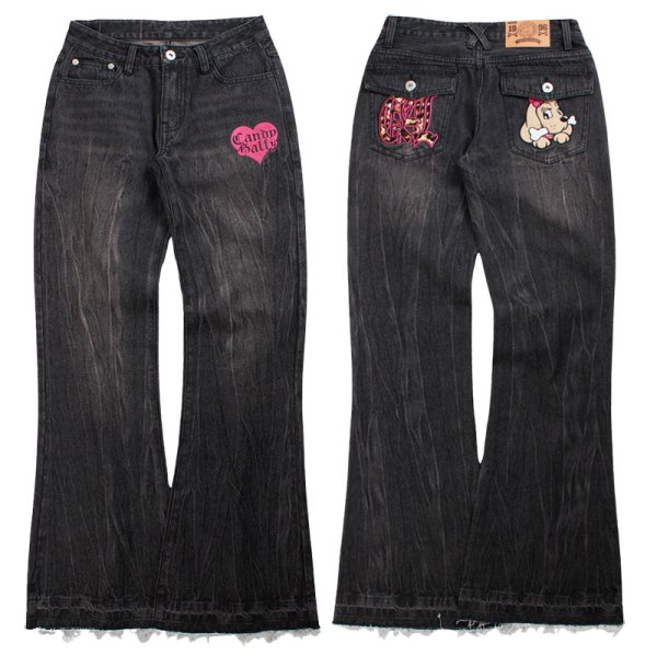 画像2: CANDY GALFY(キャンディーガルフィー) “GALローライズフレアデニム” (2)