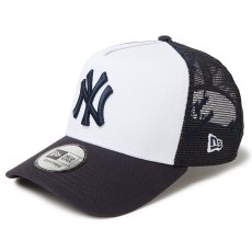 画像1: NEWERA（ニューエラ）“9FORTY A-Frame トラッカー MLB Mesh Embroidery ニューヨーク・ヤンキース ホワイト/ネイビー” (1)