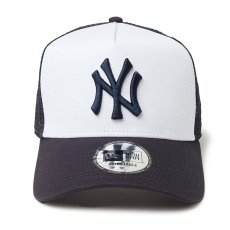 画像2: NEWERA（ニューエラ）“9FORTY A-Frame トラッカー MLB Mesh Embroidery ニューヨーク・ヤンキース ホワイト/ネイビー” (2)