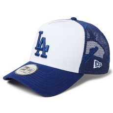 画像1: NEWERA（ニューエラ）“9FORTY A-Frame トラッカー MLB Mesh Embroidery ロサンゼルス・ドジャース ホワイト/ダークロイヤル” (1)