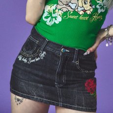 画像1: 【ラスト小型犬（M）のみ】CANDY GALFY(キャンディーガルフィー) “GAL薔薇デニムミニ” (1)