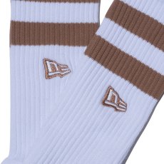 画像4: 【2025.12.04再入荷】NEWERA（ニューエラ） “ソックス クルー 2ペア ライン フラッグロゴ エンブロイダリー ベージュ/ダークグリーン” (4)