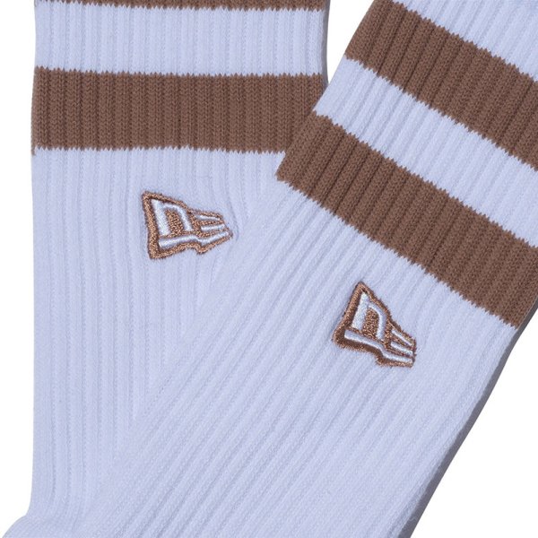 画像4: NEWERA（ニューエラ） “ソックス クルー 2ペア ライン フラッグロゴ エンブロイダリー ベージュ/ダークグリーン” (4)