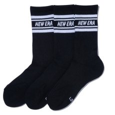 画像1: NEWERA（ニューエラ） “ソックス クルー 3ペア ライン ブラック” (1)