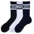 画像1: NEWERA（ニューエラ） “ソックス クルー 3ペア ライン ブラック/ホワイト/ネイビー” (1)