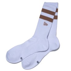 画像2: 【2025.12.04再入荷】NEWERA（ニューエラ） “ソックス クルー 2ペア ライン フラッグロゴ エンブロイダリー ベージュ/ダークグリーン” (2)