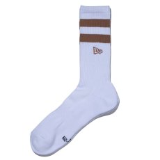 画像3: 【2025.12.04再入荷】NEWERA（ニューエラ） “ソックス クルー 2ペア ライン フラッグロゴ エンブロイダリー ベージュ/ダークグリーン” (3)