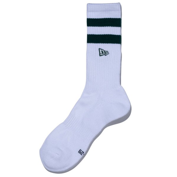 画像6: NEWERA（ニューエラ） “ソックス クルー 2ペア ライン フラッグロゴ エンブロイダリー ベージュ/ダークグリーン” (6)