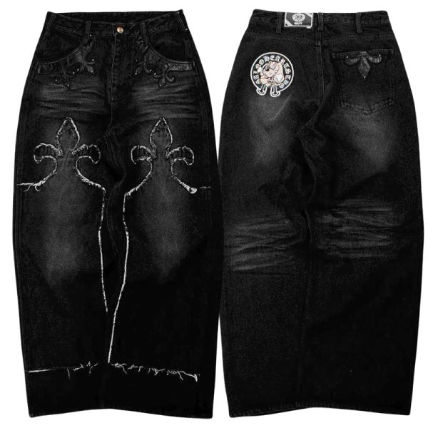 画像2: 【ラスト大型犬（XL）のみ】GALFY(ガルフィー) “百合の紋紋デニム” (2)