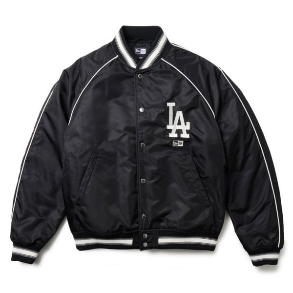 画像1: NEWERA（ニューエラ）“NYLON VARSITY JACKET ロサンゼルス・ドジャース ブラック” (1)