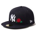 画像1: NEWERA（ニューエラ）“59FIFTY With Rose ニューヨーク・ヤンキース ネイビー” (1)