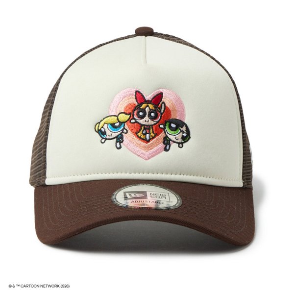 画像2: NEWERA（ニューエラ）“9FORTY A-Frame Trucker The Powerpuff Girls パワーパフ ガールズ ハート クロームホワイト/バーントウッド” (2)