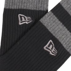 画像9: NEWERA（ニューエラ） “ソックス クルー 2ペア ライン フラッグロゴ エンブロイダリー ブラックｘホワイト/グレー” (9)