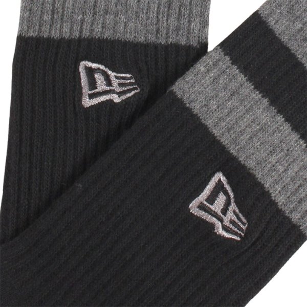 画像9: NEWERA（ニューエラ） “ソックス クルー 2ペア ライン フラッグロゴ エンブロイダリー ブラックｘホワイト/グレー” (9)