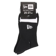 画像14: NEWERA（ニューエラ） “ソックス クルー 2ペア ライン フラッグロゴ エンブロイダリー ブラックｘホワイト/グレー” (14)