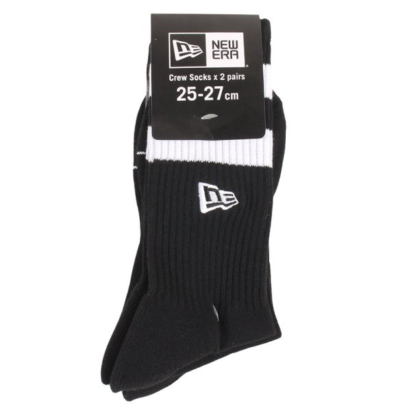 画像14: NEWERA（ニューエラ） “ソックス クルー 2ペア ライン フラッグロゴ エンブロイダリー ブラックｘホワイト/グレー” (14)