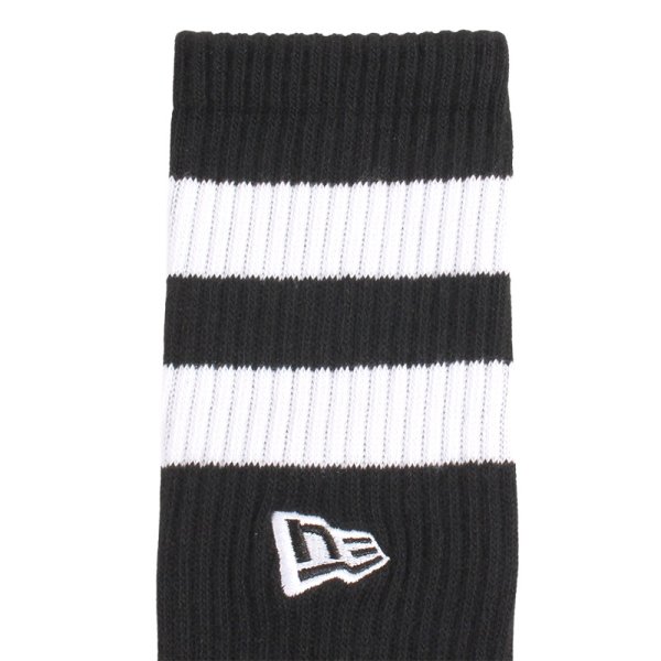 画像4: NEWERA（ニューエラ） “ソックス クルー 2ペア ライン フラッグロゴ エンブロイダリー ブラックｘホワイト/グレー” (4)