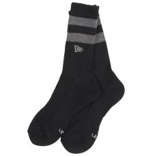 画像6: NEWERA（ニューエラ） “ソックス クルー 2ペア ライン フラッグロゴ エンブロイダリー ブラックｘホワイト/グレー” (6)