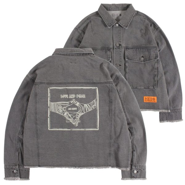 画像1: PeeTee. (ピーティー) “LOVE AND PEACE CUTOFF DENIM JACKET” (1)