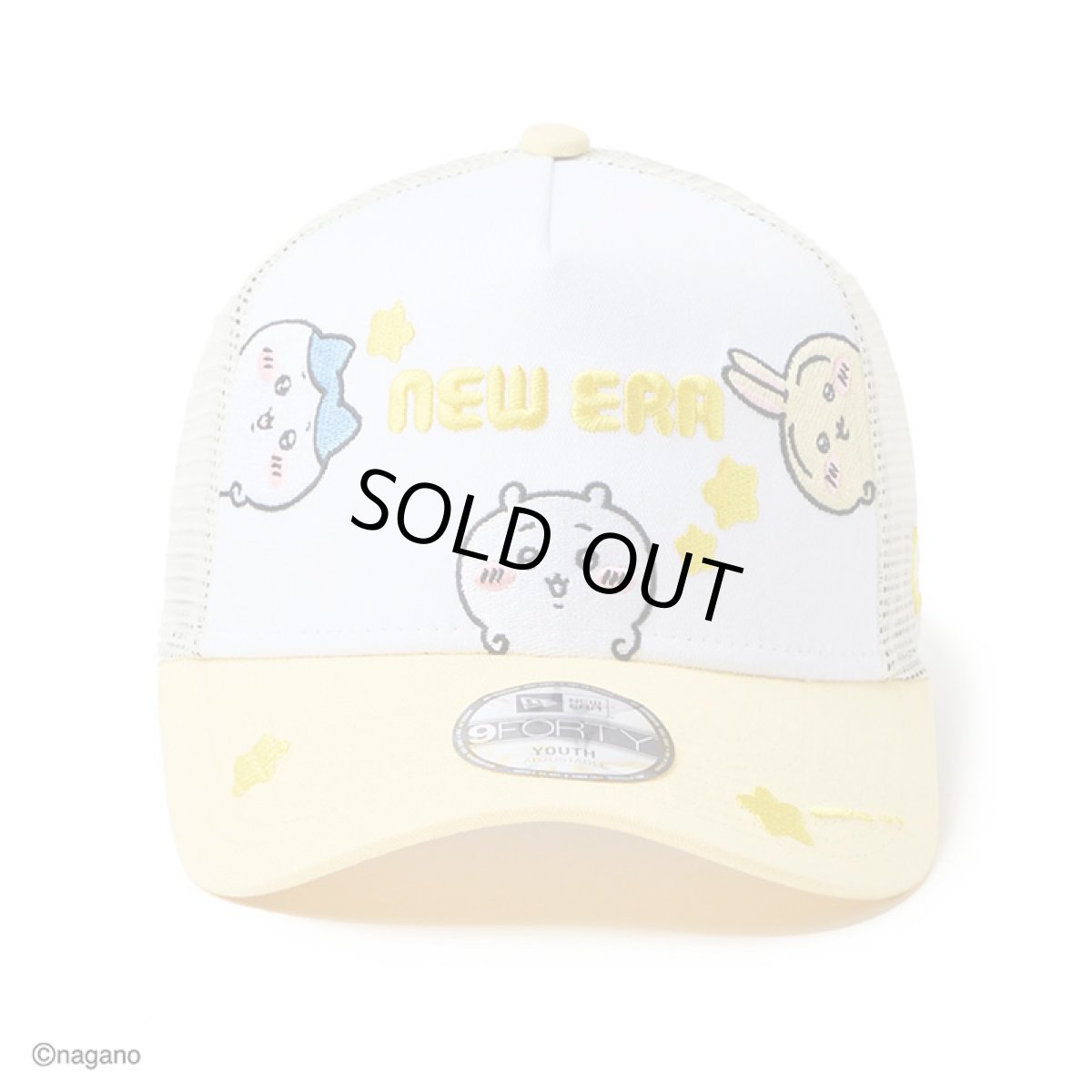 画像2: 【キッズ】NEWERA（ニューエラ）“Youth 9FORTY A-Frame トラッカー ちいかわ / ちいかわ・ハチワレ・うさぎ ホワイト/ソフトイエロー” (2)