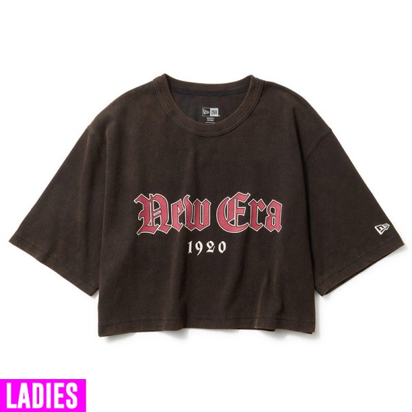 画像1: [レディース] NEWERA（ニューエラ）“Women's 半袖 ワイド フロスト ウォッシュド クロップド Tシャツ ブラック” (1)