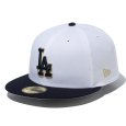 画像1: NEWERA（ニューエラ）“59FIFTY National Flag ロサンゼルス・ドジャース ホワイト ネイビーバイザー” (1)