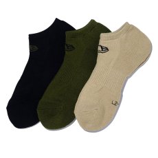 画像1: NEWERA（ニューエラ） “ソックス ショート 3ペア ブラック/オリーブ/カーキ” (1)