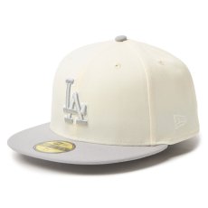 画像1: NEWERA（ニューエラ）“59FIFTY MLB 2-Tone ロサンゼルス・ドジャース クロームホワイト/グレー” (1)
